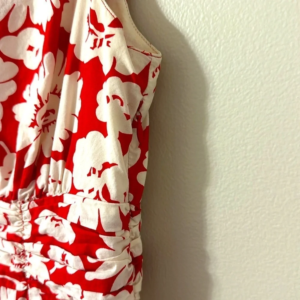 Boden Womens Floral Red and White Sleeveless Cotton Dress Sz 4 Preppy Resortwear - Picture 5 of 9